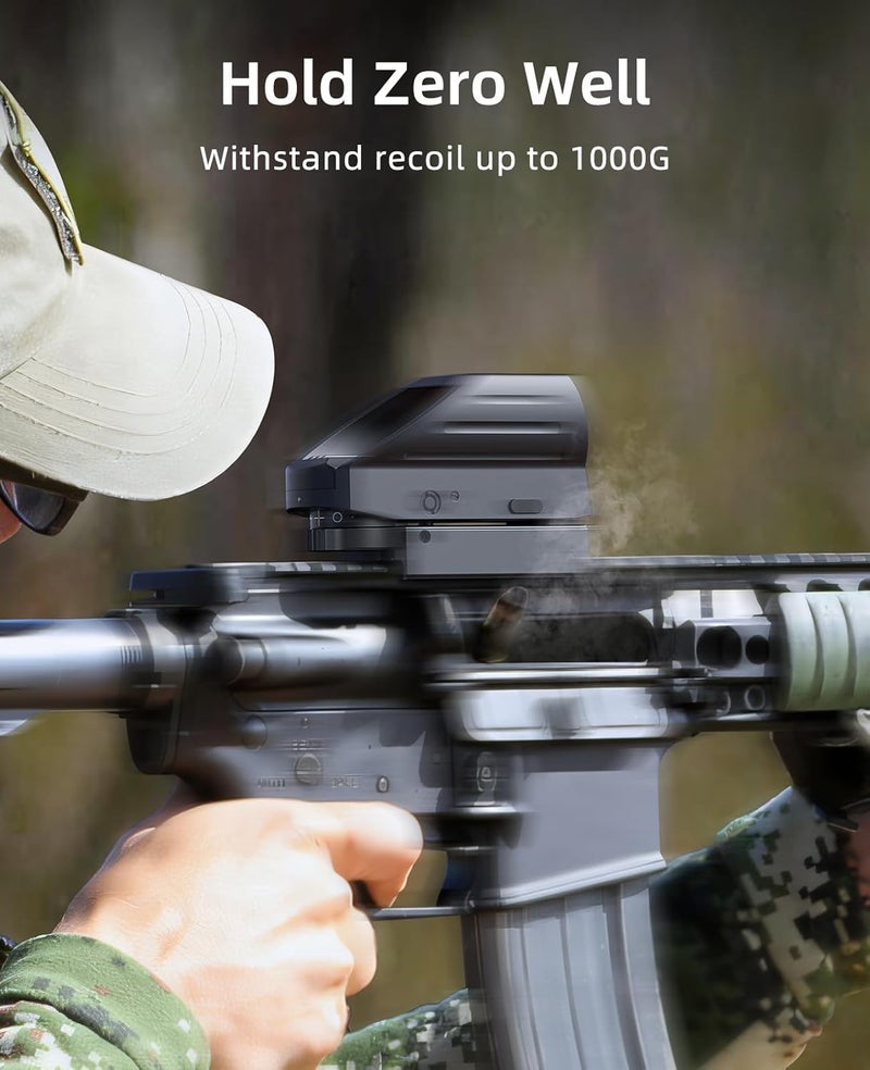 EZshoot Rechargeable Red/Green Dot Reflex Sight, Red Dot Optic Scope, Multiple Reticle Paintball Sight with 20mm Picatinny Rail Mount, Absolute Co-Witness Red Dot Scope - Image 5